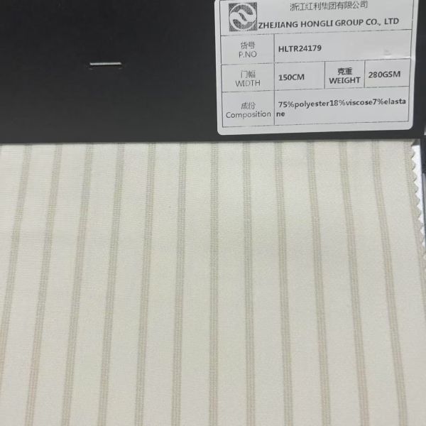 75% Recycled Polyester 18%Rayon 7%Spandex Baribe Stripe Fabric for Blazer &