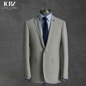 British Wool/Silk Light Gray Men's Suit for Business Casual Groom Wedding Formal Style