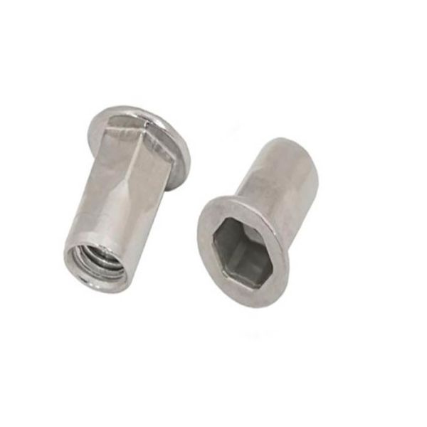 Quality M6 M8  18-8 Stainless Steel 304 316 Plain Semi Hex Flat Head Rivet Nuts wholesale