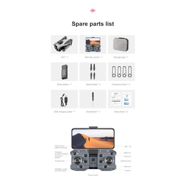 K9 Mini Drone Maximum Flight Time 10-20min Beginner Operator Skill Level 4k HD Dual Camera Four-sided Obstacle Avoidance