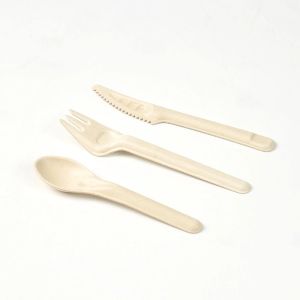165mm White Compostable Sugarcane Bagasse Sugarcane Disposable Cutlery Fork