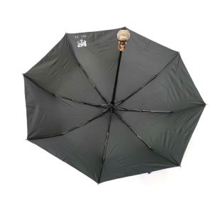 Luxury Owl Handle Auto Open Close Umbrella With Black Rubber Coating Canopy