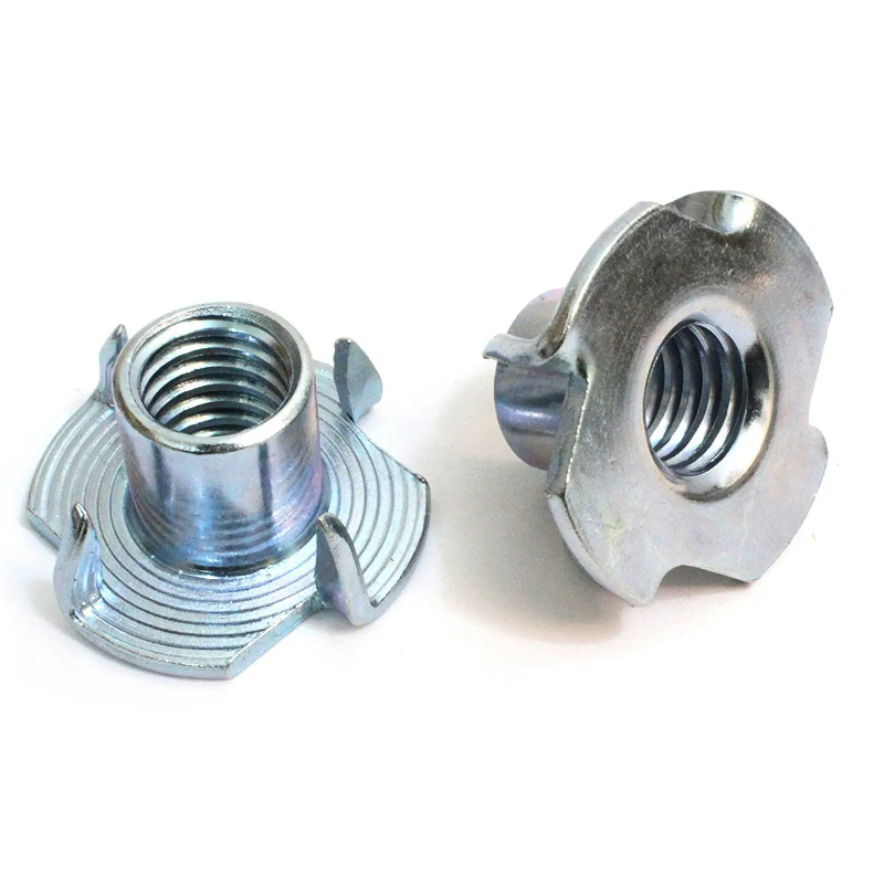 M4 M6 M10 Carbon Metal Tee Nut Galvanized Blue White 4 Claw 4 Prong Furniture Nut DIN1624