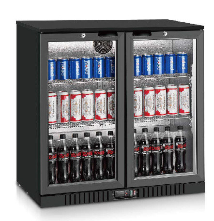 850/900mm Height 198/208L LED Lighting Folding Doors Mini Display Fridge,Back