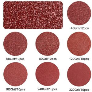 Red Aluminum Oxide Hook And Loop Sanding Discs 80pcs Mix Grits Sandpaper Discs