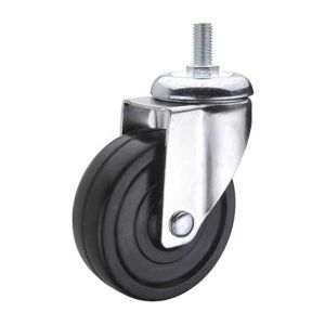 medium duty 4" swivel black rubber caster, soft rubber castor swivel