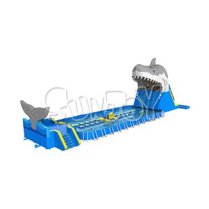 Amusement Water Park 0.9mm Plato Inflatable Shark Slide