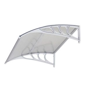 Transparent Outside Door Canopy , Polycarbonate Sheet Awning White Holder