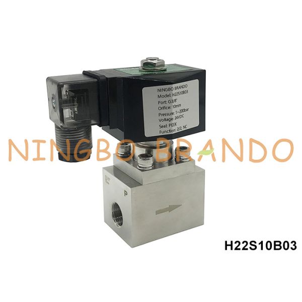 Quality 200 bar Water Air High Pressure Solenoid Valve 3/8'' 12V 24V 110V 220V wholesale