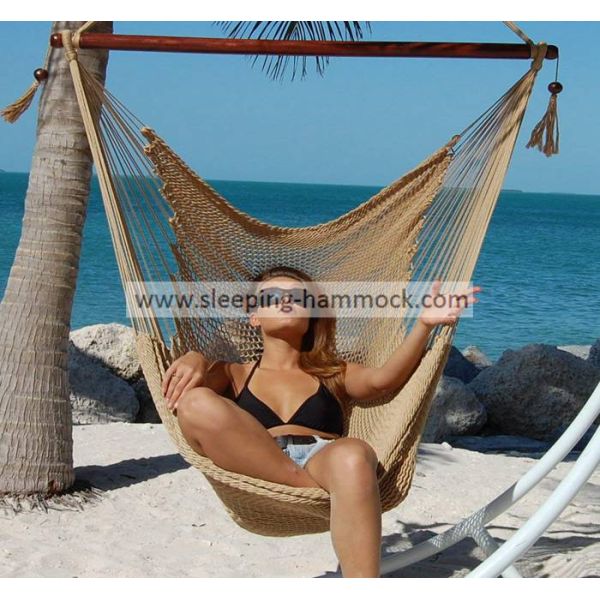 All Weather Caribbean Hammock Chair , Patio Tan Single Person Hammock Chair 120 Cm