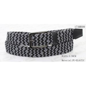 PU Tip Mens Black Stretch Belt , Black Nickel Buckle Braided Elastic Stretch Belt