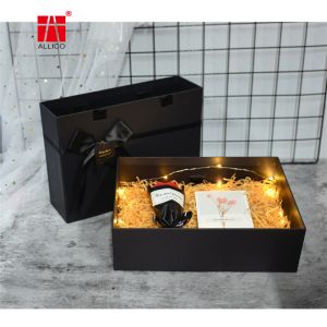 Custom Black Square Package Gift Box With Ribbon Bowknot Gift Package For Women