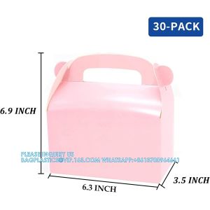 Party Favor Treat Boxes, Goodie Boxes, Gable Paper Gift Boxes With Handles.