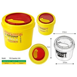 2.8 Litre Sharps disposal container, Sliding Lid, Red,Sharps Container |