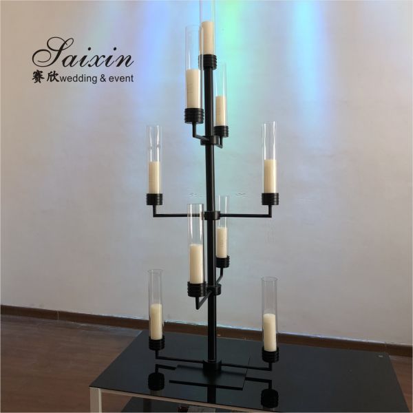 ZT-558 Bling New wedding decoration gold candle holder 9 arms crystal candelabra