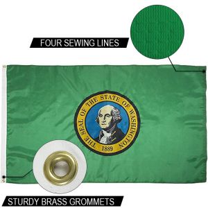 Cheap State of Washington Flag 3x5 ft Outdoor Heavy duty Dupont Nylon US Flags Strong Canvas Heading and Brass Grommets for sale