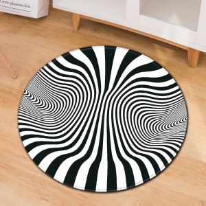 3D Geometric Pattern Round Chair Mat Living Room Sofa Floor Carpet