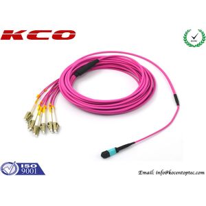 OM4 MPO Breakout Fanout Pach Cable Fiber Optics LSZH Pink Violet With LC FC SC
