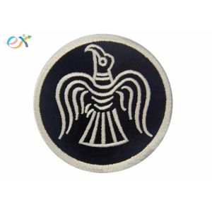 Durable Round Shape Custom Iron On Embroidered Patches With Merrow Border