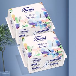 Wholesaler Private Label cotton surface Custom Night Use Blue Printting Ladies Feminine Comfortable Sanitary Pads