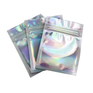 Three Side Seal Flat Pouches Holographic Packaging Noni Bags For Packing