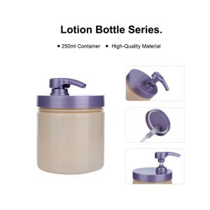 250ml Champagne-Colored cylindrical smooth with purple pump for shampoo lotion