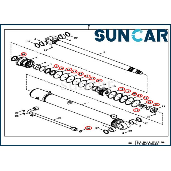 Quality FYD00006231 Boom Cylinder Seal Kit Excavator Service Kit Fits John Deere 85D Equipment Models wholesale