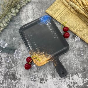 9.5 Inch Retangular black melamine plates With Unbreakable Handle