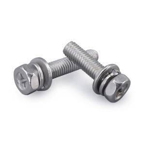 Stainless Steel Cross Recessed Hexagon Bolt With Lock Washer And Plain Washer