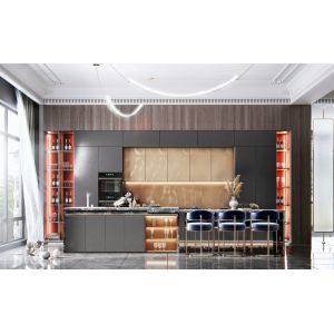 Free Customization Modern Sintered Stone Island Table Modular Kitchen Cabinets