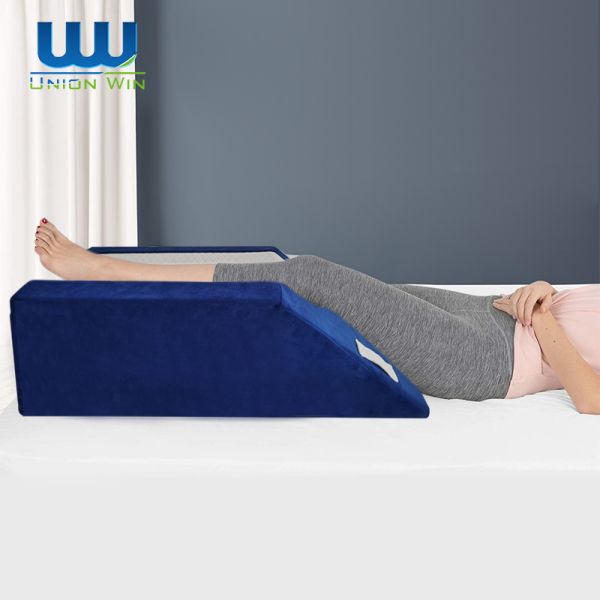 Velvet Fabric Wedge Foam Pillow Leg Elevator Cushion With Washable Cover