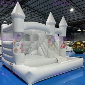 Inflatable Moonwalk Wedding Bounce Castle White Jumping Castle With Water Slide
