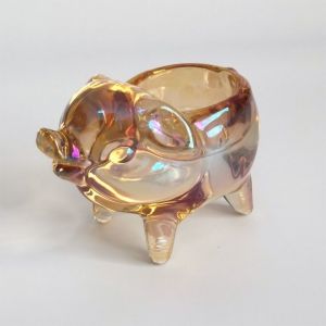 Simple Design Eco-Friendly Glass Transparent Animal Shape Pig Candle Holder for