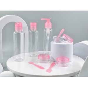 PET Plastic Bottle and Cream Jar Travel Set for Packaging Cosmetics Skincare