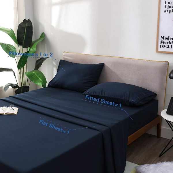 200TC Three Lines Embroidery Luxury Hotel Sheet Set with 100% Polyester Microfiber