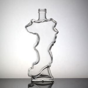 Custom Made Heart Shaped Glass Bottle With Crown Cap And Lid Unique Design