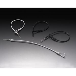 1.8mm Dia EAS Lanyard One-loop , Black / White Plastic Edge EAS System HAX201