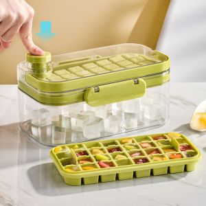 Ice Cube Trays With Lid And Bin Ice Cube Tray Mold For Whiskey Cocktail Juice