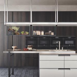 Waterproof Modern Luxury Lacquer Kitchen Cabinet with Flat Edge Countertop