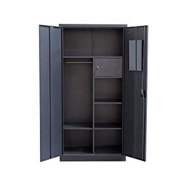 Quality Bedroom Vertical Double Door 180cm Metal Wardrobe Locker With Safe Box wholesale