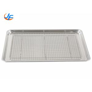Cheap RK Bakeware China-16 Gauge Wire in Rim Aluminum Sheet Pan with Footed Cooling Rack / Pan Grate for sale
