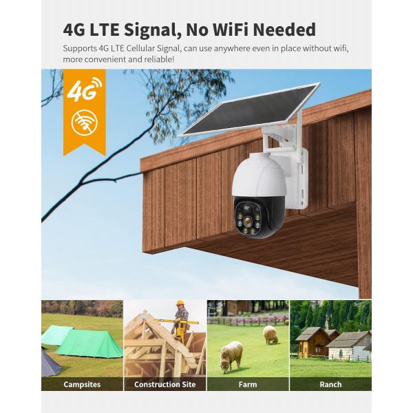 4G 2MP V380 Pro Cellular Solar Camera With Sim Card Customizable