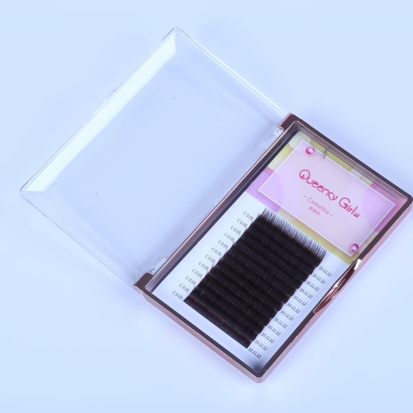 Synthetic Hair Eyelash Individual Extensions 0.05mm Caramel Color 6-16MM Length