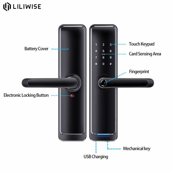 Zinc Alloy Electronic Deadbolt Lock Wifi Keyless Remote Control Replaceable