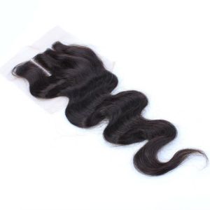 Unproducssed Peruvian Hair 3 Part Natural Color Body Wave 4*4 Lace Closure