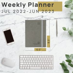 Custom Academic Planner Medium Grey With Weekly Schedule On 2 Pages