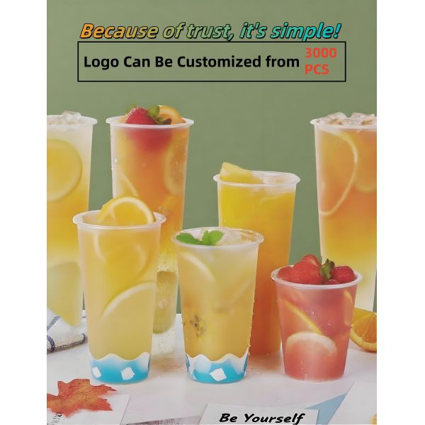 PP Material 108 Caliber 1000ml Torch Shaped Milk Tea Plastic Cup Manufacturer's with Customizable Logo