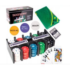 OEM Texas Hold 'Em Poker Set Blackjack Game With 200 Chips Tablecloth In