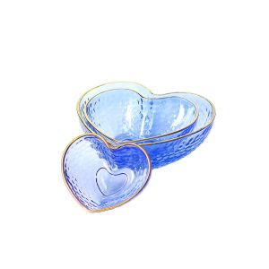 Cheap 10cm Centrifugal Casting Heart Shaped Bowls, Lead Free Salad Bowel Set with Gold Rim for sale
