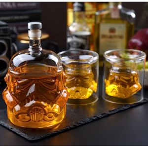 Rubber Stopper Whisky Decanter 750ml Glass Bottle Custom Size